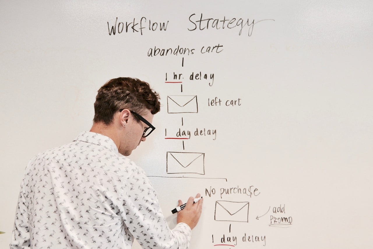 Man writing on a whiteboard